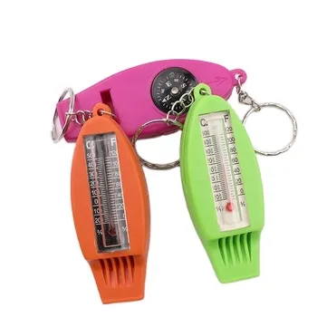 Multi-Functional Outdoor Survival Compass with Whistle and Magnifier Key Chain