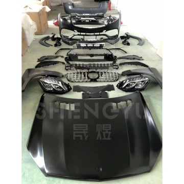 Car Rear Diffuser Grille Lamps Hood Fenders Bumpers Upgrade Kit for Benz GL164 2006-2012 to GLS166 AMG