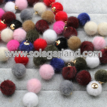 16 MM Mink Fur Ball Pompom Pom Ball Charm Hangers