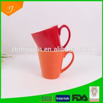 Promotional V-shape Colorful Glazed Mug For Wedding Decorations