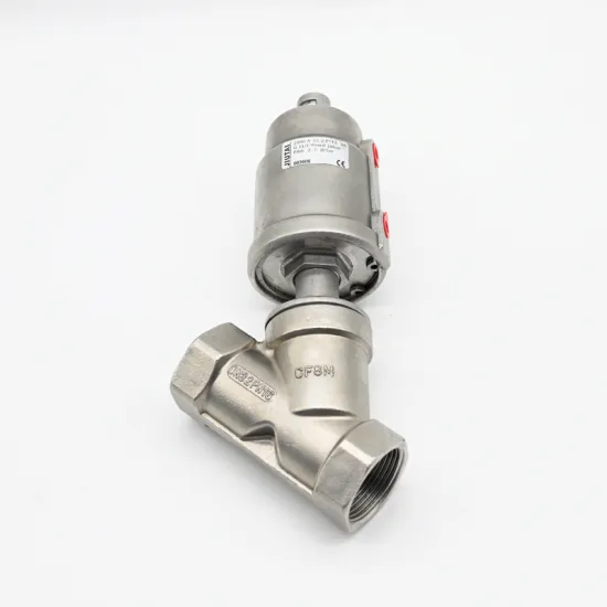 JTAIV DN32 Stainless Steel 304 PTFE Thread Pneumatic Angle Seat Valve