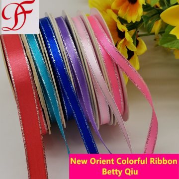 Wholesale Christmas Satin Ribbon Gold/Silver Printed Satin Ribbon with Enough Stock From China Factory