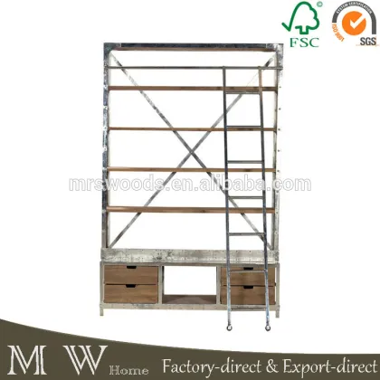 etagere industrial bookcase, vintage recycled wood etagere bookcase, etagere bookcase