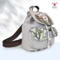 Mochila Multifuncional de Algodón y Lino con Diseño Floral