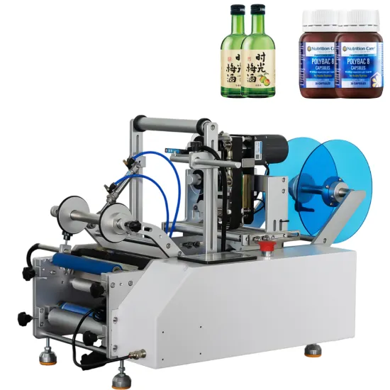 Small Semi-Automatic Round Bottle Labeling Machine - Adjustable Labeler for Small Businesses