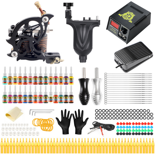 stigma Complete Tattoo Kit 2 Pro Tattoo Machine Gun with 28 Inks Power Supply for Tattoo Artrist Beginner TMK647C-1