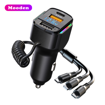 L K4 Car Fast Charger 3 in 1 PD35/65W RGB 40W Car Adapter with 2 USB Ports for Mobile Phones