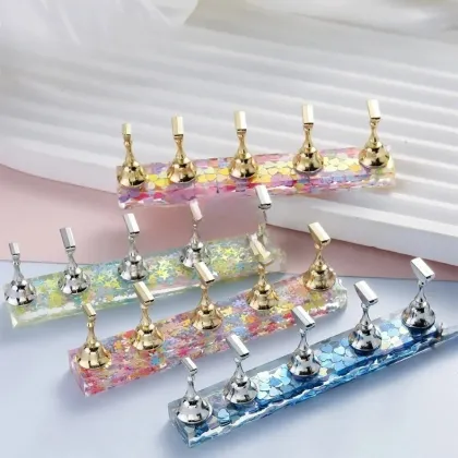 Qianya 2024 Nail Practice Holder: Laser Glitter Magnetic Nail Tips Holder