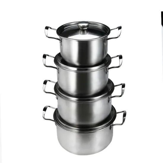 8PCS Best Selling China Factory Wholesale Mirror Polish Stainless Steel Soup Pot Cooking Set Milk Pot