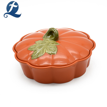 High Quality Printed Pumpkin Shaped Ceramic Cook Pot