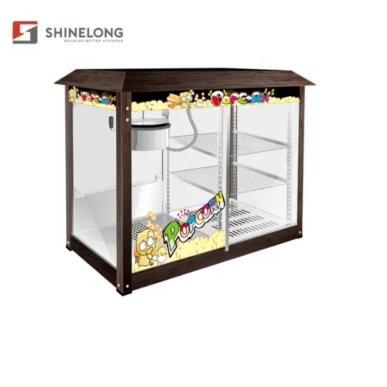 Electric Commercial Popcorn Machine Production Line with Warming Showcase