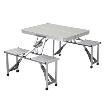 Portable Foldable Camping Table and Chair Set with Aluminum Coffee Table