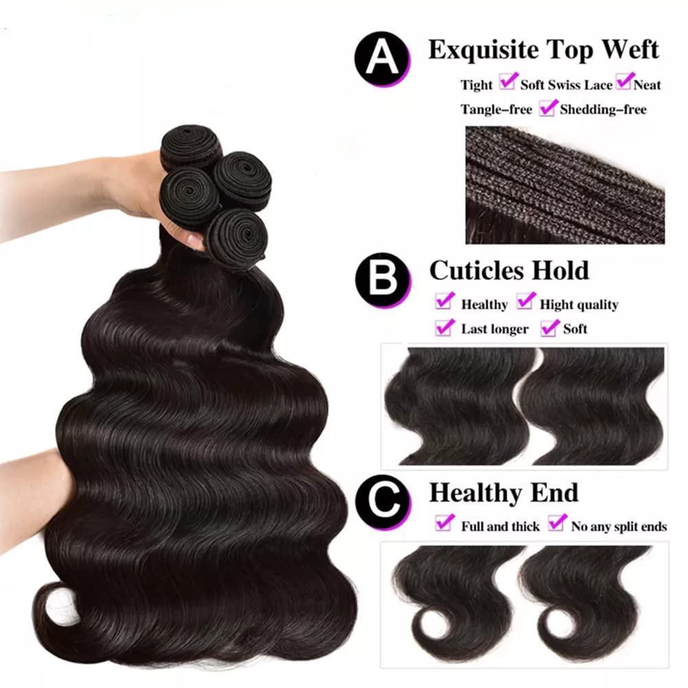 Mga Bundles sa Body Wave nga adunay pagsira sa mga bugkos sa buhok sa Peru