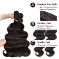 I bundle Wave di u corpu cù i bundle di i capelli peruviani cù e chjude e remy 100% di capelli umani cù a chjude