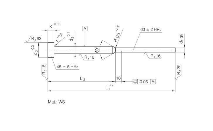 DIN1530/ISO8694 Hardened Ejector Pins with Cylindrical Head