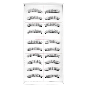 Cotton Stem Black Glue False Eyelashes - 10 Pair Carton Pack