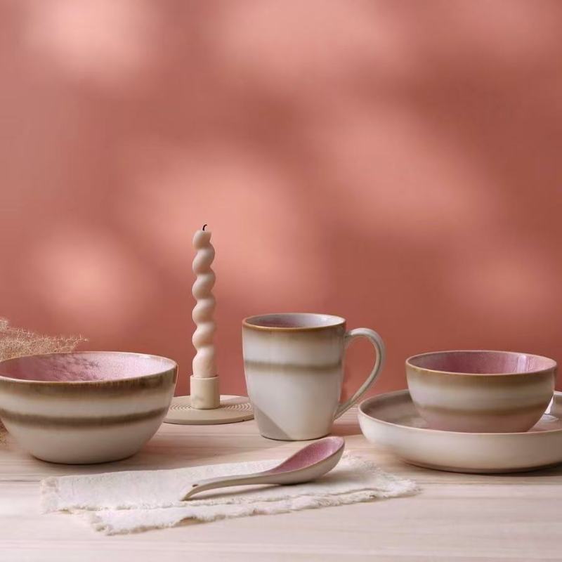 Elegant Asian-Inspired Tableware Set with Blush and White