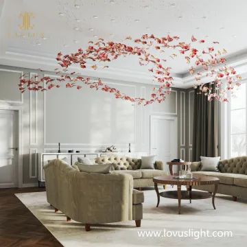Classic red butterfly shaped villa chandelier Customized project hotel chandelier Personalized light luxury chandelier