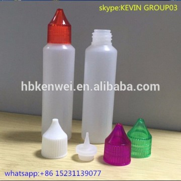 pe penshape 50ml e cig liquid unicorn bottle with colorful screw cap and long thin tip