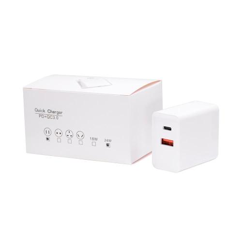 24W PD QC3.0 Wall Plug Quick Charger Adapter