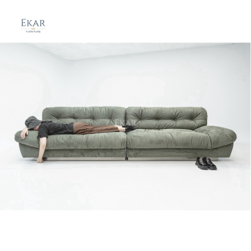 High End Italian Luxury Minimalist 3 Seater Cloud Design Nubuck Leather Sofa