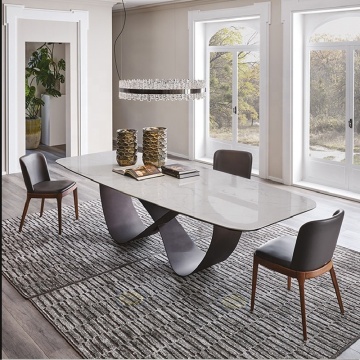 Modern Stainless Steel with Marble Top Restaurant Tables