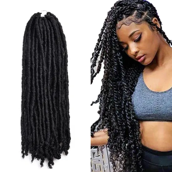 Black 18 inch Soft Bohemian Locs Women Faux Dreadlocks Braids Goddess Faux Locs Synthetic Crochet Braiding Hair Extensions