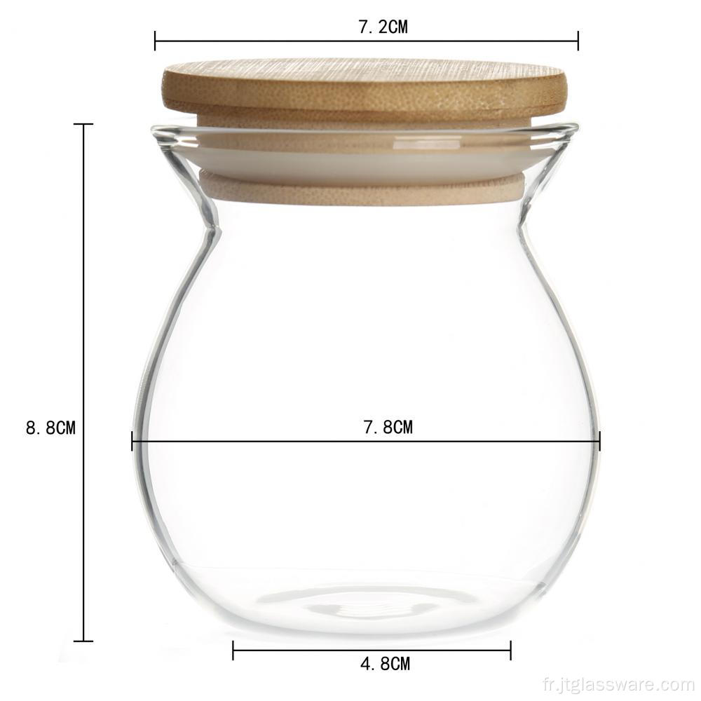 Pot de rangement en verre contenant hermétique avec couvercle en bambou