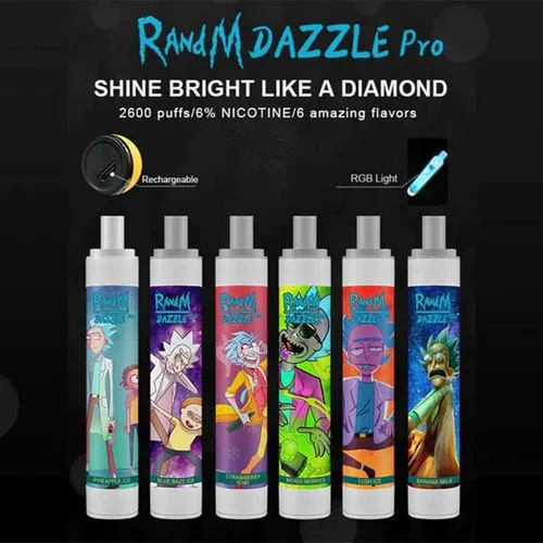 Высококачественный Randm Dazzle 2600 Puffs Vape (RGB Lights)