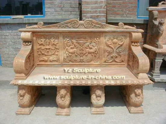 Carving Stone Bench with Lion Head SBC-C009