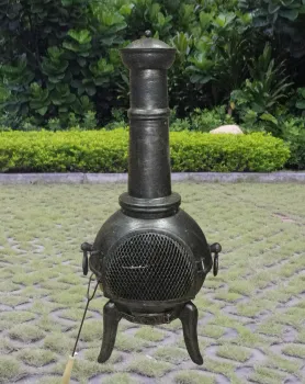 Antique Outdoor Charcoal Cast Iron Wood Burning Chimney Heater Fire Chimenea