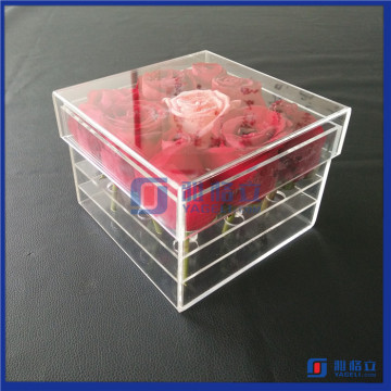2016 High Quality Customized 9 Roses Acrylic Fresh Rose Boxes