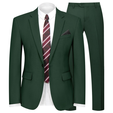 WYWK 2 Piece Men's Suit Wedding Party-Dark Green-2XL