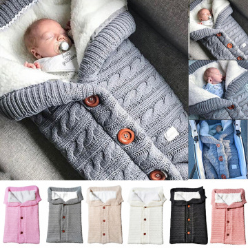 Baby Sleeping Bags Winter Infant Button Knit Swaddle Newborn Wrap Swaddling Baby stroller Wrap Toddler Blanket