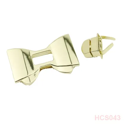Shiny Gold Tie Bow Shaped Leather Bag Lock Factory Supply