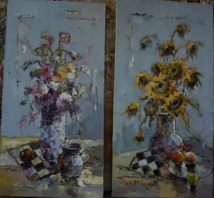 handmade still life flower oil painting