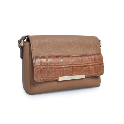 Refined Calf Leather Parker Crossbody Bag Brown-cognac