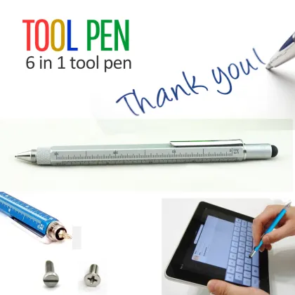 Multifunctional Screwdriver Ballpoint Pen with Capacitor Touch Screen Metal Scale