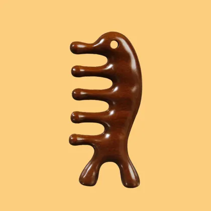 Wooden Scalp Massager Comb - Handmade Sandalwood Gua Sha Comb