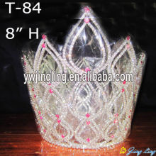 8" Big Heart Pink Crystal Pageant Crowns