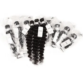 Top Grade 12A Deep wave Virgin Hair Bundles Vendor Body Wave Human Hair Extension With Lace Frontal Closure