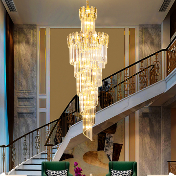 Smoky Gray Crystal Chandelier with Gold Accents for Hall and Living Room