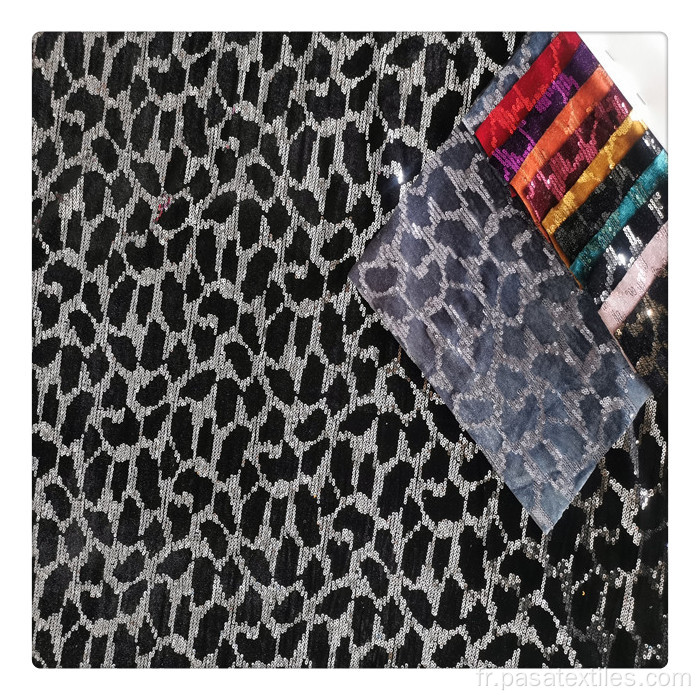 Fashion multicolore brillant de 3 mm 100% polyester tissu or noir tissu sequin velours en velours