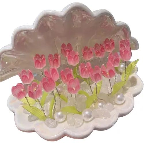 Ночной свет раковины с цветочным тюльпаном для спальни декор