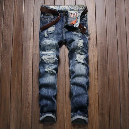 customize cheap high quality ripped men trousers jeans negotiate price