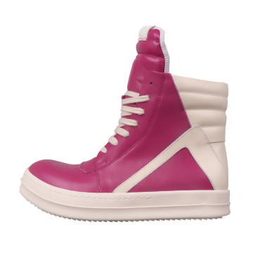 2023 Fashion Ladies High Top Flat Casual Leather Shoes Boots For Men Women