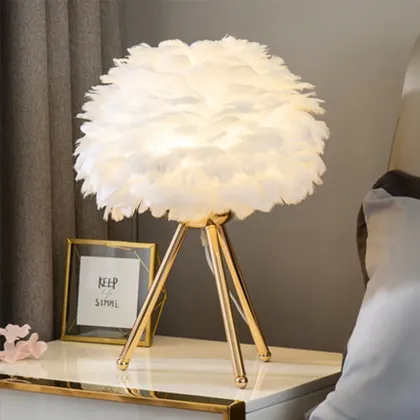 Feather Desk Lamp: LED Bedside Triangle Bedroom Lamp