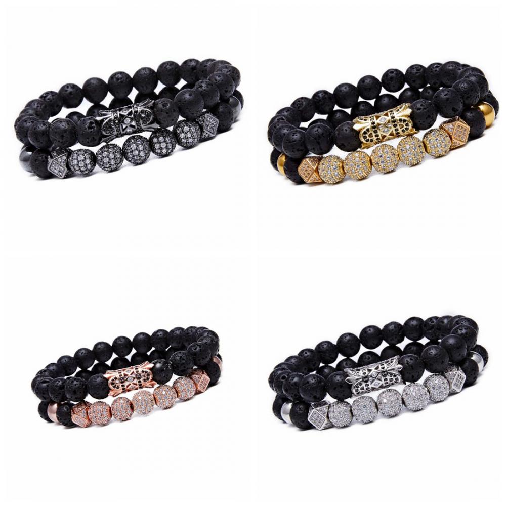 8 MM Lava Rock Beads Bracelet para Hombres Mujeres Aceite Esencial Con Cuentas Curación Ansiedad Pulseras Regalo para el Día del Padre