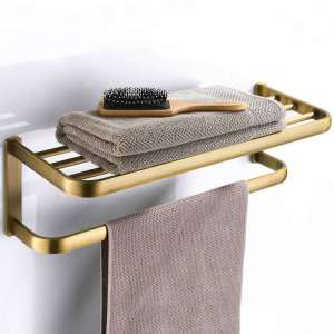 Accesorios de baño de hardware, estante de baño, toallero antiguo material de cobre