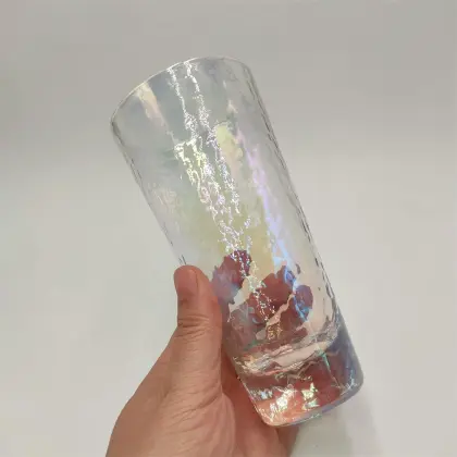 Hammer finish pearl effect highball glass